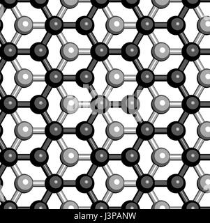 Graphit, Kristallstruktur. Auch bekannt als Bleistiftmine. Verschiedenen Schichten in verschiedenen Farben dargestellt, um Layer zu stapeln zu veranschaulichen. Atome als Kugel dargestellt Stockfoto