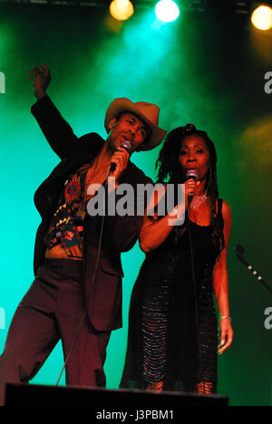 Boney M. Westdeutsche Musikgruppe spielt Disco, Eurodisco, Dance und eurodance, die im Jahr 1970s erfolgreich war. Foto Kazimierz Jurewicz Stockfoto