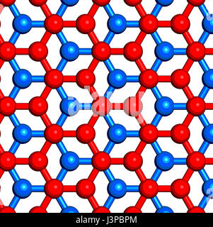 Graphit, Kristallstruktur. Auch bekannt als Bleistiftmine. Verschiedenen Schichten in verschiedenen Farben dargestellt, um Layer zu stapeln zu veranschaulichen. Atome als Kugel dargestellt Stockfoto