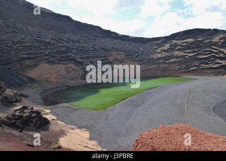 Grüne Lagune auf Lanzarote, Kanarische Inseln Stockfoto