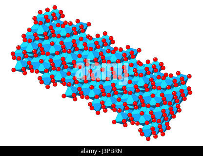 Korund (Aluminiumoxid), Kristallstruktur. Ruby Gems bestehen aus rot transparent Korund, Saphir aus anderen Farbvarianten von transparenten corun Stockfoto