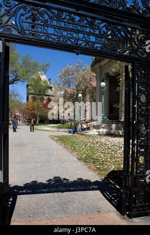 Ein Tor zum Campus Brown-Universität in Providence, Rhode Island, USA Stockfoto