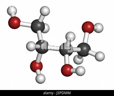 Erythritol-kalorische Süßungsmittel Molekül. Atome sind als Kugeln mit konventionellen Farbcodierung vertreten: Wasserstoff (weiß), Kohlenstoff (grau), Sauerstoff (R Stockfoto
