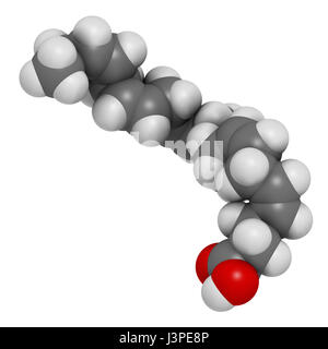 Docosahexaensäure Säure (DHA, Cervonic Säure) Molekül. Mehrfach ungesättigten Omega-3-Fettsäuren in Fischöl vorhanden. Atome sind als Kugeln mit Conv vertreten. Stockfoto