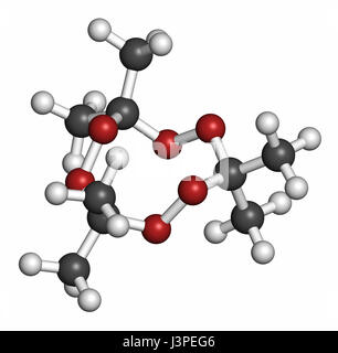 Überarbeitete Triperoxide (TATP, Aceton Peroxid) explosive Molekül. Atome sind als Kugeln mit konventionellen Farbcodierung vertreten: Wasserstoff (weiß), Stockfoto