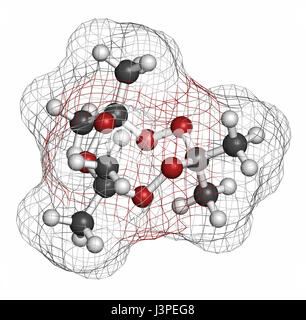 Überarbeitete Triperoxide (TATP, Aceton Peroxid) explosive Molekül. Atome sind als Kugeln mit konventionellen Farbcodierung vertreten: Wasserstoff (weiß), Stockfoto