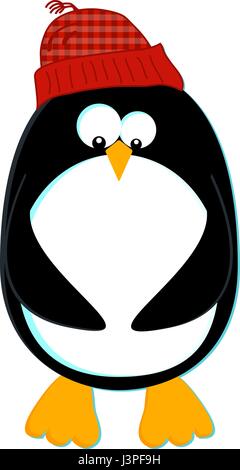 Pinguin-stilisierte Karikatur eines Pinguins in einer Strickmütze Stock Vektor