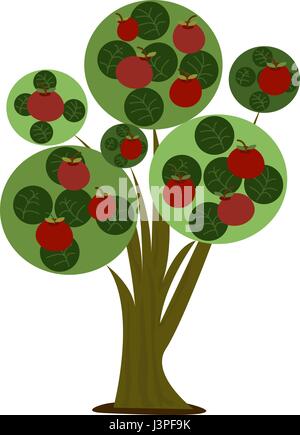 Apple Tree - stilisierte Cartoon-Illustration eines Apfelbaums Stock Vektor