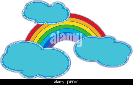 Regenbogen und Wolken-Regenbogen mit stilisierter Wolke als isolierter Clipart Stock Vektor
