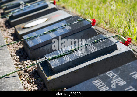 Sowjetischer Soldatenfriedhof, der größte sowjetische Soldatenfriedhof in Europa, in Braunsberg, Polen 1. Mai 2017. Hier sind mehr als 31000 sowjetische Soldaten begraben © Stockfoto