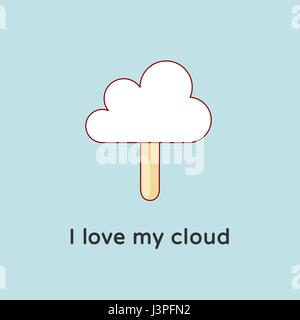 Ikone des Cloud-Dateien mit Eis und Zuckerwatte. Kreatives Konzept-Grafik-design Stock Vektor