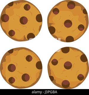 Vektor-Illustration ein chocolate Chip Cookie gesetzt Stock Vektor