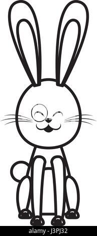 niedliche Osterhasen sitzen Animal Design-Linie Stock Vektor