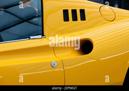 Design-Detail der Oldtimer Ferrari Dino 246 GT, Alfredo Ferrari, Pininfarina-Design, gebaut 1969-1974 in Modena, Italien, Europa Stockfoto