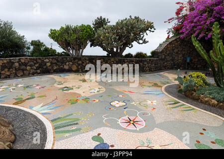 Mosaik Auf der Plaza la Glorieta, Las Manchas, La Palma, Spanien Stockfoto