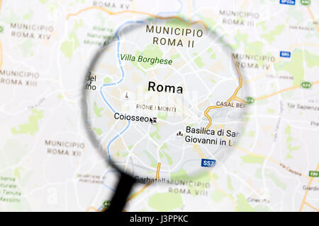 Rom auf Google Maps unter die Lupe. Rom ist die Hauptstadt von Italien Stockfoto