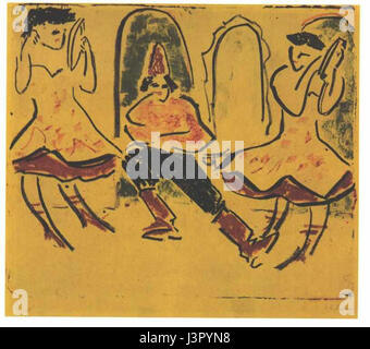 „Ungarischer Tanz“ bezieht sich auf einen ungarischen Tanz, und der Titel bezieht sich wahrscheinlich auf ein Kunstwerk oder eine Performance von Ernst Ludwig Kirchner, einem deutschen expressionistischen Künstler, der die dynamische Bewegung dieses Tanzes einfängt. Stockfoto