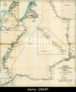 Itinerar von Dr. Oskar Lenz' Reise Durch Marokko Und Die Sahara Nach Timbuktu Und von da Durch Den Sudan Zum Senegal (1881) Stockfoto