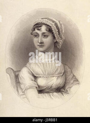 Jane Austen (1775–1817) war eine englische Schriftstellerin, deren Werke für ihre aufschlussreiche Darstellung der englischen Gesellschaft des 18. Und 19. Jahrhunderts bekannt sind. Ihre Romane wie Stolz und Vorurteile und Sinn und Sensibilität widmen sich Themen wie Liebe, Ehe und soziale Klasse. Stockfoto
