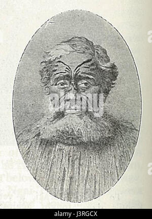 Kereopa te Rau war ein Maori-Führer und Krieger, der für seine Rolle in den Konflikten des 19. Jahrhunderts in Neuseeland bekannt war. Er ist bekannt für seine Verstrickung in den Kriegen und seine spätere Gefangennahme und Hinrichtung. Stockfoto