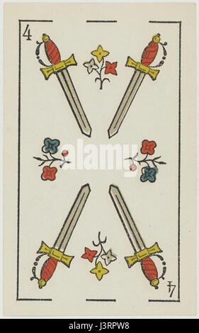 Jeu d'Aluette Grimaud 1860 vier der Schwerter Stockfoto
