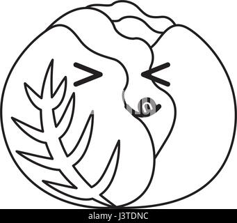 Kohl-frisches Gemüse Kawaii-Charakter Stock Vektor