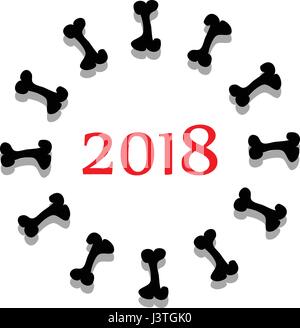 abstrakten Symbol 2018 Jahr mit Knochen. Vektor Stock Vektor