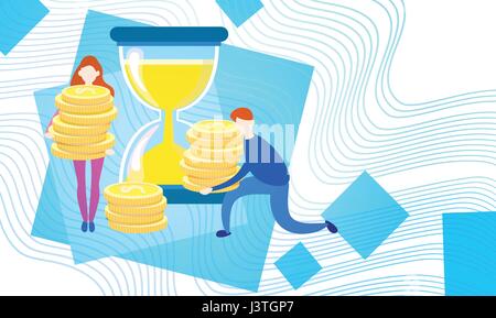 Geschäftsleute mit Sand Uhr Münze Geld Währung reiche Geschäftsleute Finanzen Erfolg Stock Vektor