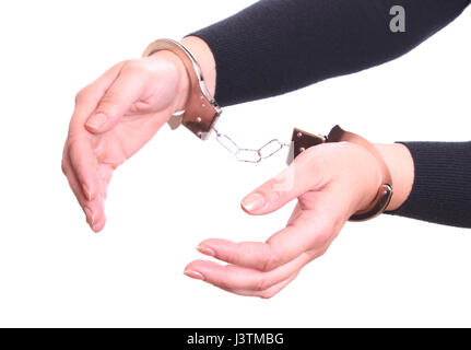 Frau in Handschellen die Hände Stockfoto