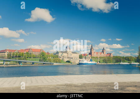 Szczecin / Panorama des historischen Teils der Stadt Stockfoto