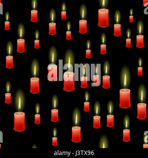 Rotes Wachs brennen Kerzen nahtloses Muster Stockfoto