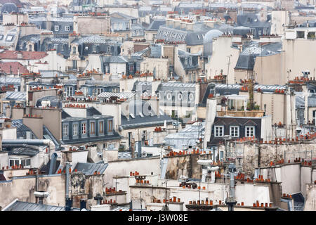 Blick auf Paris Dächer von Cathedrale Notre-Dame de Paris. Frankreich. Stockfoto