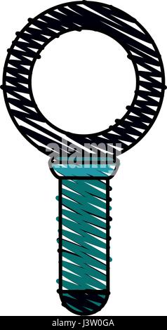 Farbe Kreide Streifen Bild Cartoon blaue Lupe dunklen Rahmen Stock Vektor