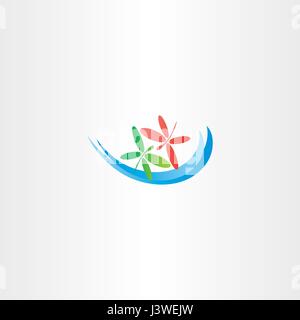 Libelle in Liebe und Wasser Welle Vektor-Logo Symbol symbol Stock Vektor
