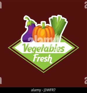 frisches Gemüse Emblem Bild Stock Vektor