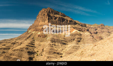 Farbe-gebändert, hydrothermally veränderte vulkanischen Felsen am Los Azulejos, Mogan, Gran Canaria, Kanarische Inseln Stockfoto