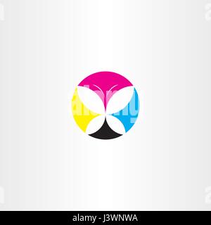 Druck Cmyk Schmetterling Symbol logo Stock Vektor