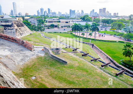 Blick vom Castillo Festung in Cartagena in Kolumbien Stockfoto