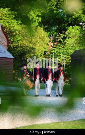 USA-Virginia VA Colonial Williamsburg historische Dolmetscher spielen Feldlager Stockfoto
