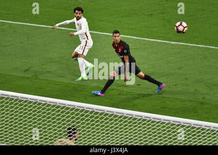 Mailand, Italien. 7. Mai 2017. italienisches Serie A Soccer Spiel AC Mailand gegen AS Roma, an das San Siro Stadion in Mailand. Ergebnis 1-4. Bildnachweis: Federico Rostagno/Alamy Live-Nachrichten Stockfoto