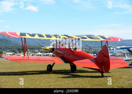 1943 Boeing Stearman Doppeldecker bei Wings over Illawarra 2017 Airshow, Albion Park, NSW, Australien Stockfoto