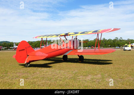 1943 Boeing Stearman Doppeldecker bei Wings over Illawarra 2017 Airshow, Albion Park, NSW, Australien Stockfoto