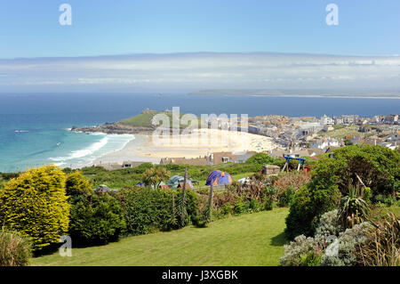 Blick auf Porthmeor Beach St Ives Stockfoto