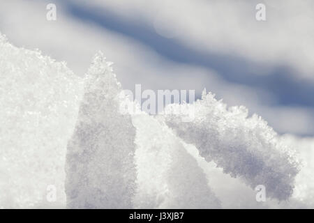 Nahaufnahme von Eiskristallen Schnee Stockfoto