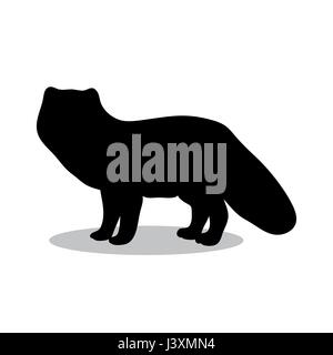 Fuchs arktischen schwarze Silhouette Tiere Stock Vektor