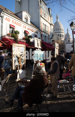 Place du Tertre Butte Montmartre Pres du Sacre coeur Stockfoto