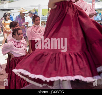 Fiesta Protesta Teilnehmer, eine jährliche Demonstration erneut die Schließung eines Teils der US-mexikanischen Grenze, versammeln sich in den Rio Grande in Lajitas, Texas. Stockfoto