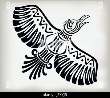Dekorative stilisierten Vogel Krähen im Ethno-Stil der alten Indianer mit nationalen Muster. EPS10 Vektor-illustration Stock Vektor