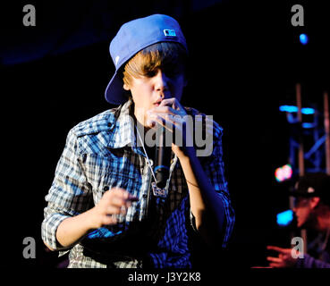 Justin Bieber führt auf das Hollywood Palladium am 14. Februar 2010 in Hollywood. Stockfoto