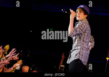 Justin Bieber führt auf das Hollywood Palladium am 14. Februar 2010 in Hollywood. Stockfoto